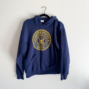 Soffe Blue United States Navy Hooded Sweatshirt - Medium USA